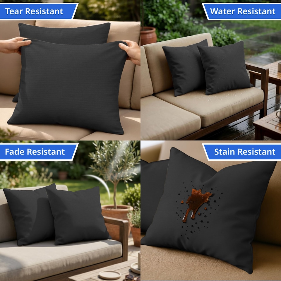 image 1 of Covers&All Sunbrella Pillows Set of 2 UV Fade resistant and Water Repellent Square Throw Pillows