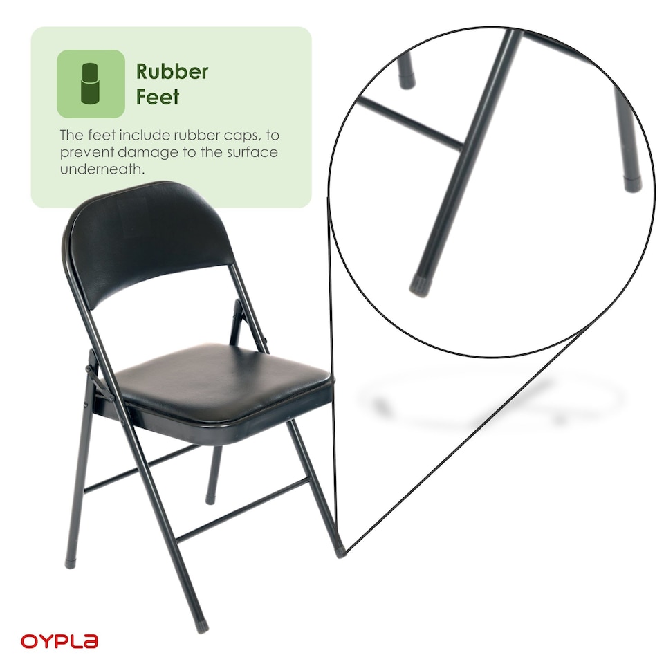 image 1 of Heavy Duty Padded Folding Metal Desk Office Chair Seat | Black