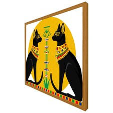 Illustration of black egyptian cats with papyrus (Picutre Frame) Brown | Oak | M