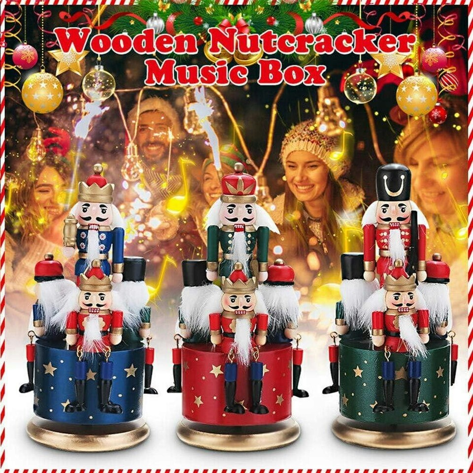 image 1 of 20cm Musical Box Wooden Nutcrackers Soldiers Christmas Ornament Any One
