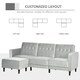 image 4 of HOMCOM Upholstered Sofa Bed Reversible Sectional Sofa Set Velvet-Touch Sleeper