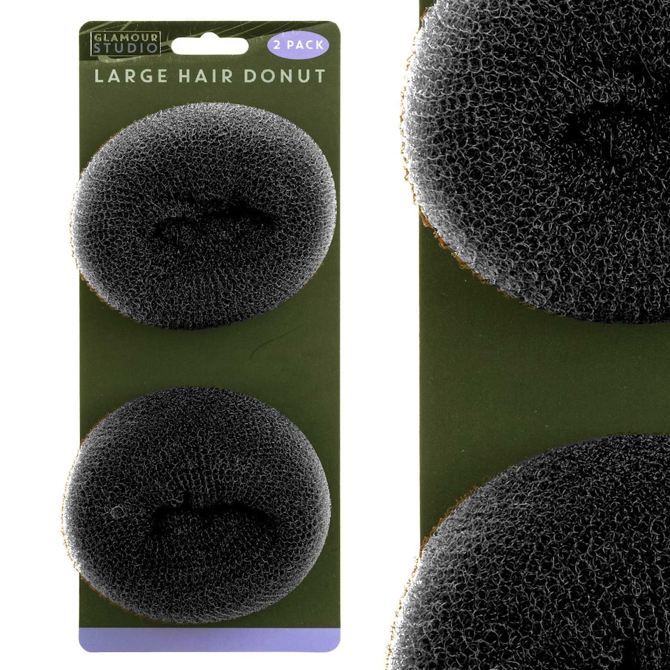 image 1 of PMS Large Black Hair Donuts 2-Pack - Mesh Bun Makers