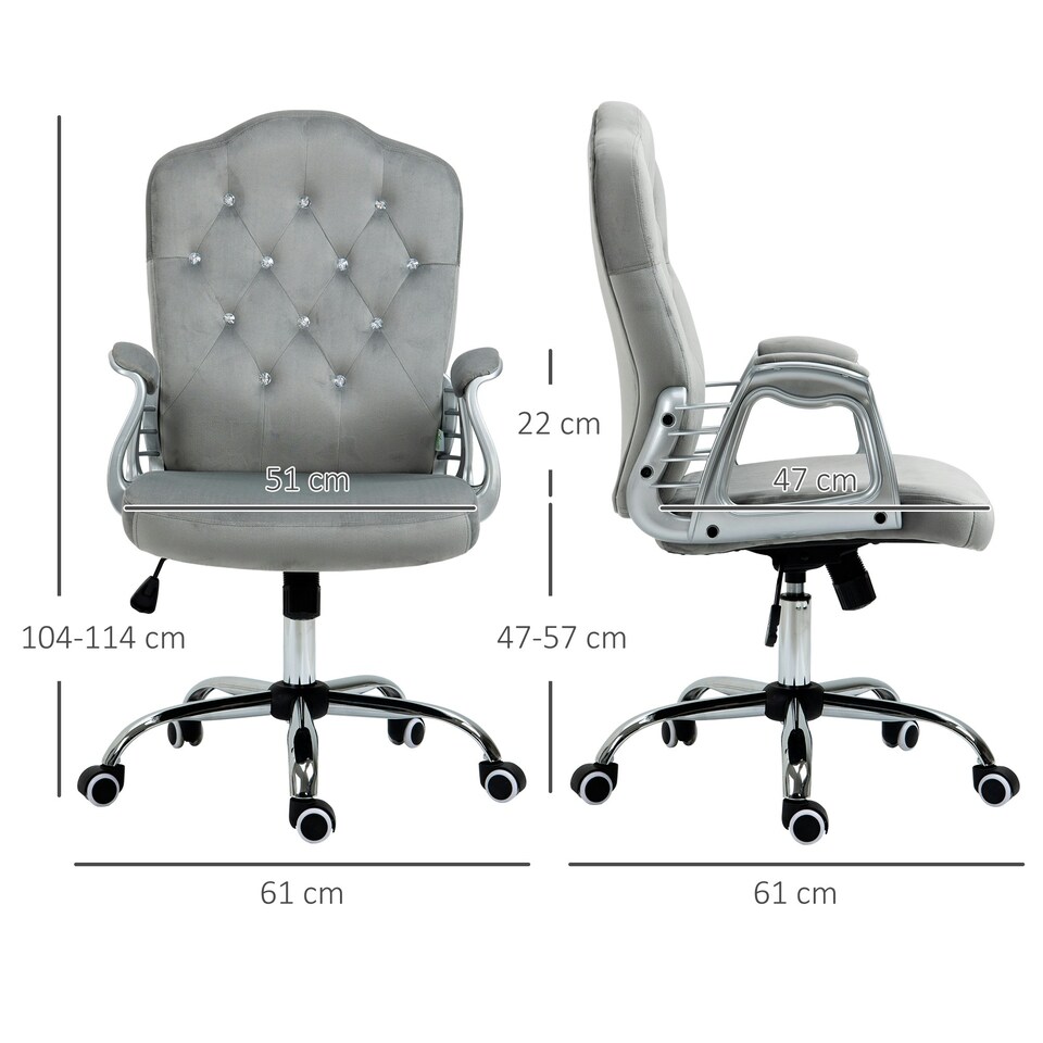 image 1 of Vinsetto Home Office Chair with Adjustable Height Tilt Function Grey | Grey | One Size