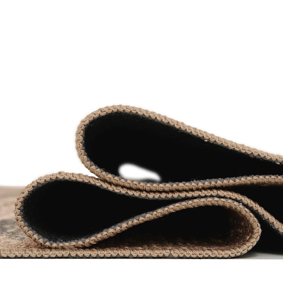 image 1 of KUKOON Beige Green Washable Jute Style Distressed Aztec Living Room Area Rug 120cm x 170cm