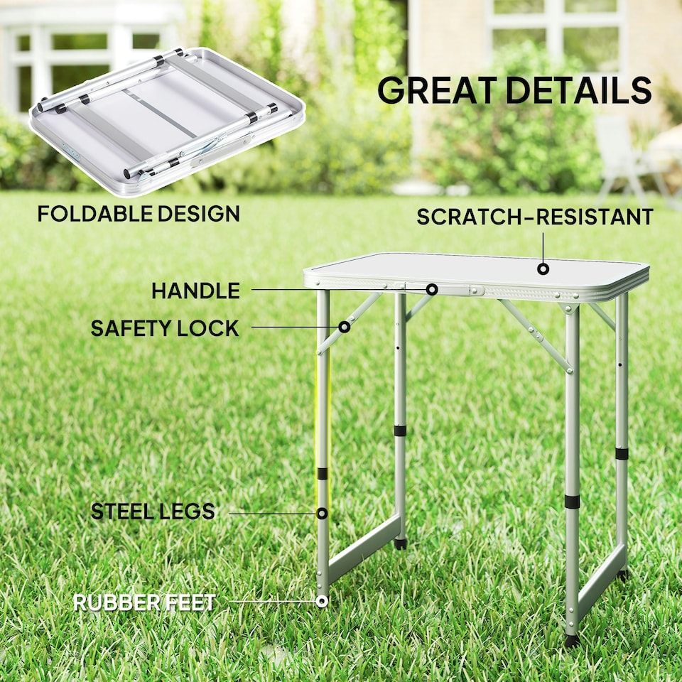 image 1 of Outsunny Garden Outdoor Camping Aluminium Table Portable Folding Picnic Table