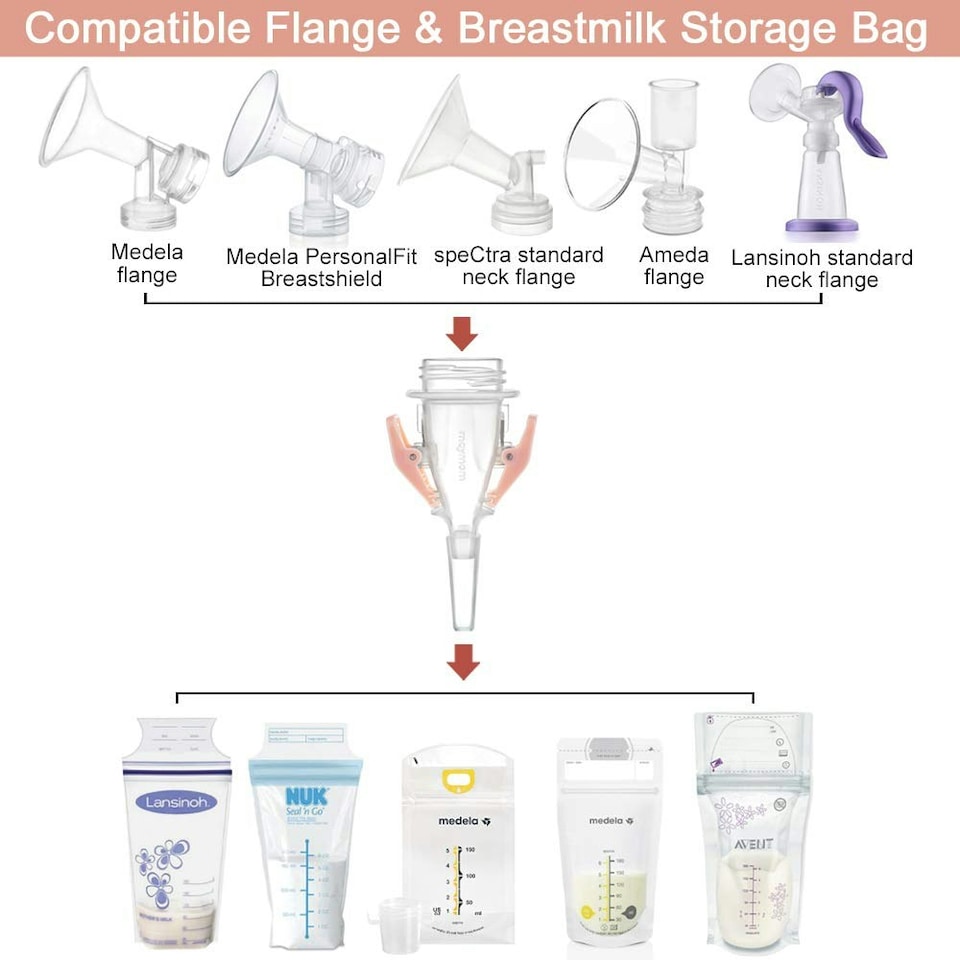 image 1 of Narrow Neck (Standard) Breastmilk Storage Bag Adapters (Pack of 2)