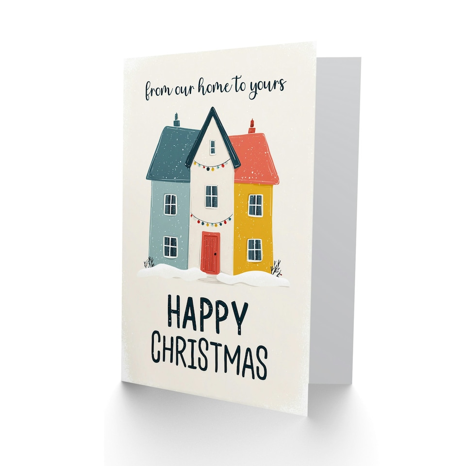 image 1 of Christmas Card From Our Home To Yours Simple Bright Colourful