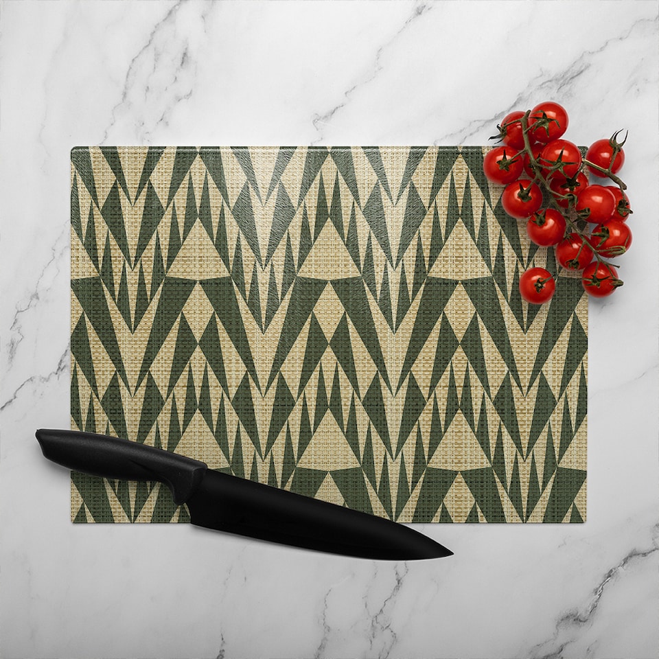 image 1 of Geo Pattern Glass Chopping Board | Multi