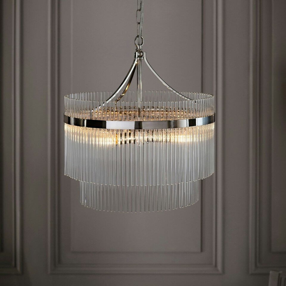 image 1 of Marietta 5 Light Multi Arm Lamp Ceiling Pendant Bright Nickel