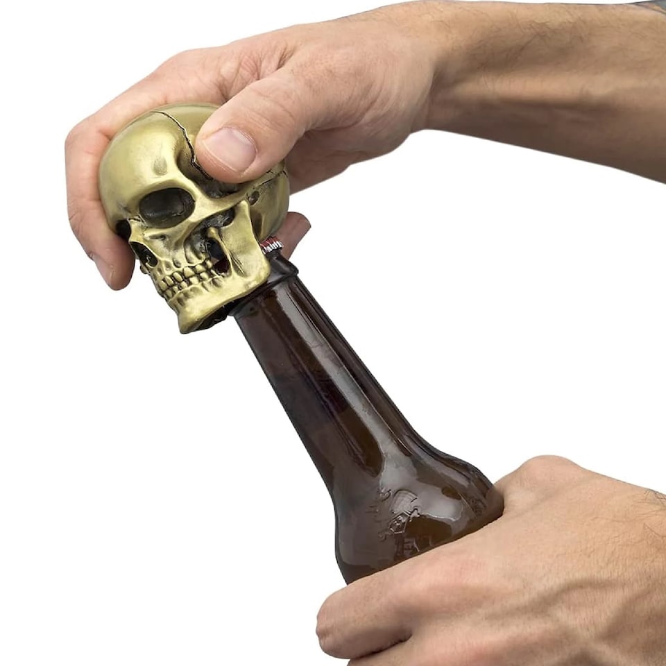 image 1 of Suck UK Skull Bottle Opener - Gold Vintage Bar Accessory