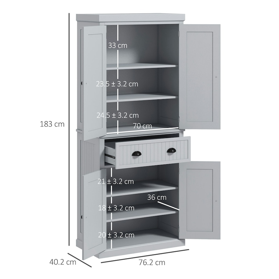 image 1 of HOMCOM Freestanding Kitchen Storage Cabinet Drawers Cupboards Shelves Black