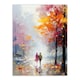 image 3 of Lovers Autumn Walk Oil Orange Pink Couple Black Framed Wall Art Print A4