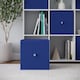 image 3 of Foldable Woven Fabric Storage Cube Box Drawer Insert Organiser Basket with Handle | Blue | Royal Blue | Pack of 1 | 1