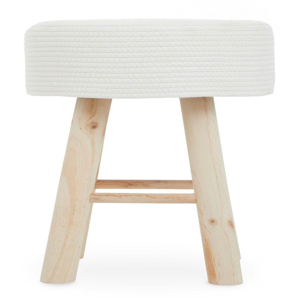 image 1 of Interiors By Premier Durable White Cotton Rope Stool, Stylish Kitchen Stool For Bedroom, Versatile Design Bar Stool For Guests