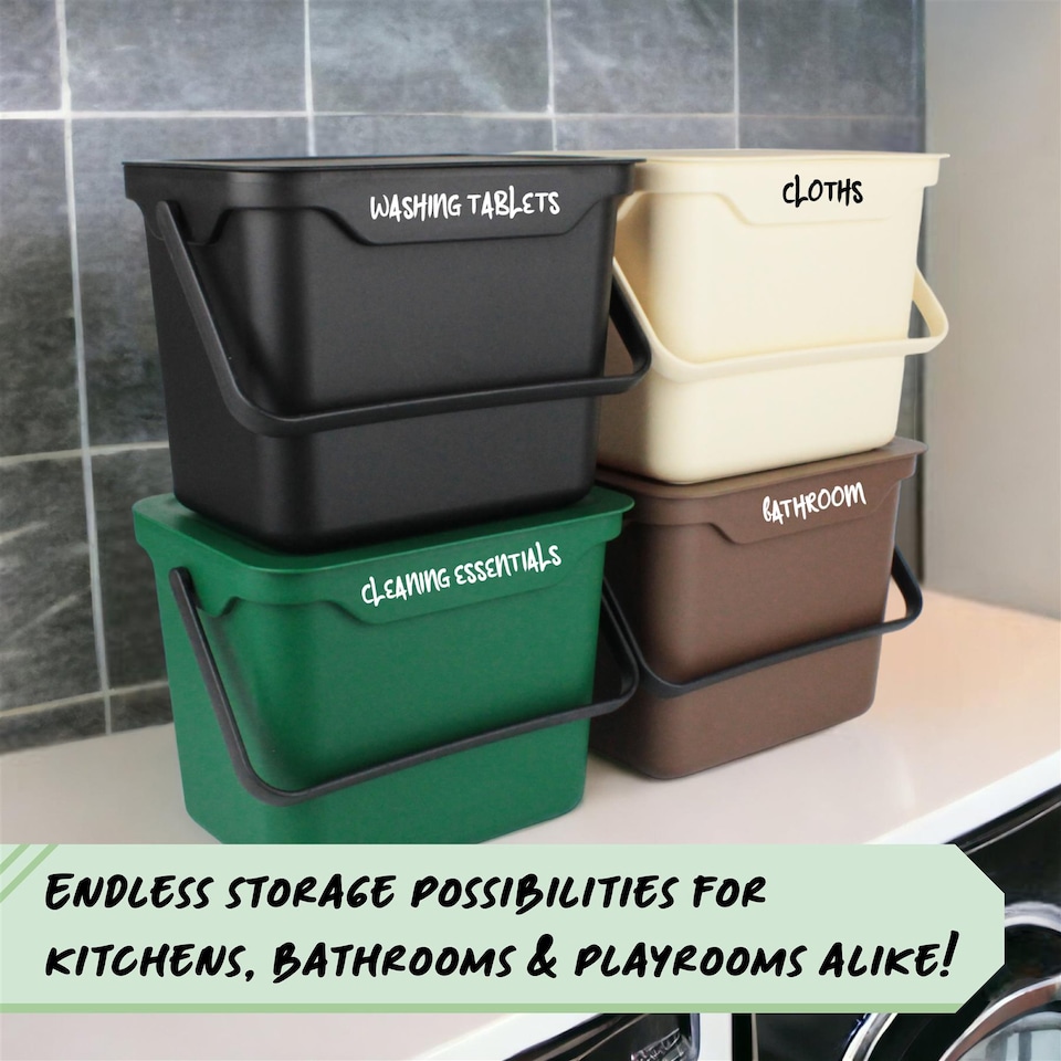 image 1 of 5L Light Grey Plastic Kitchen Compost Caddy/Food Bin for Food Waste Recycling
