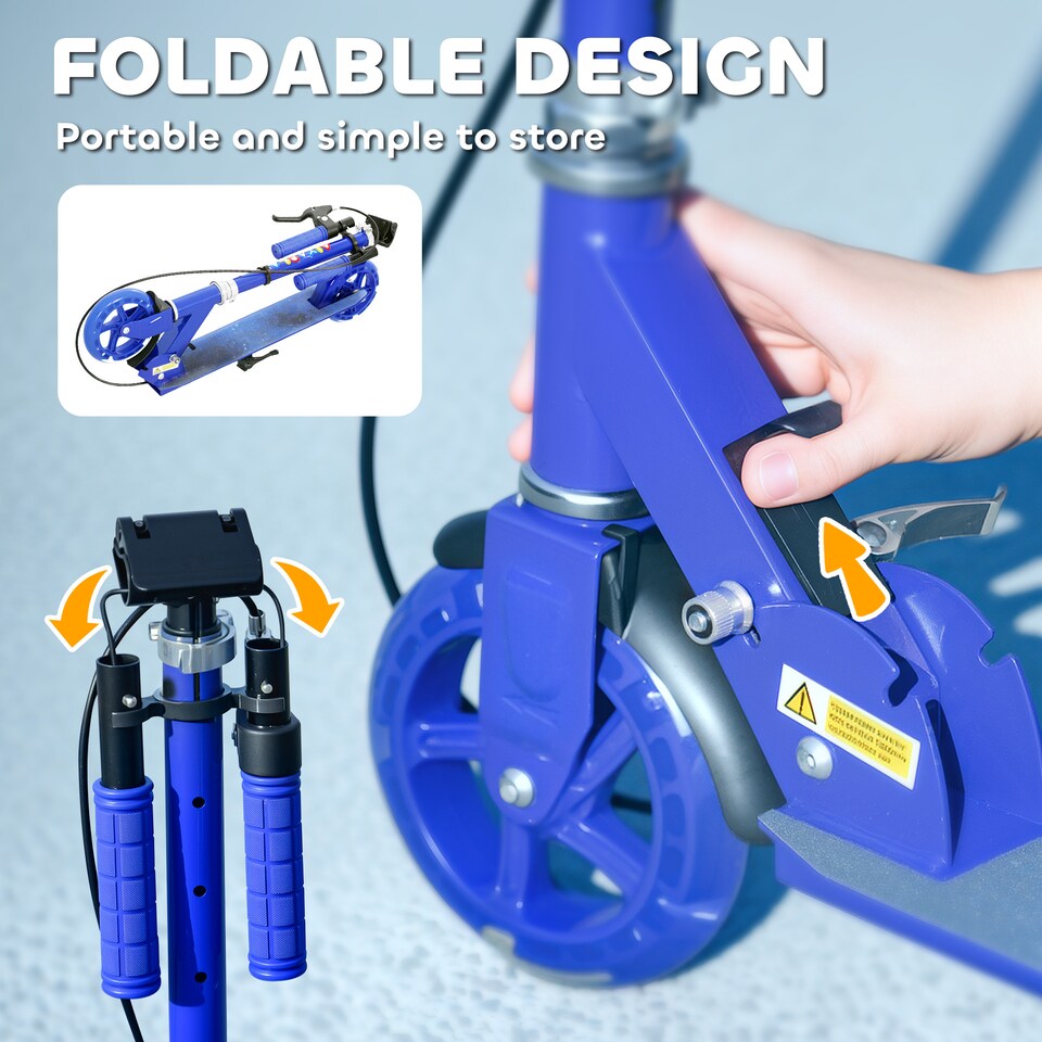 image 1 of AIYAPLAY Scooter for Kids, Folding Kick Scooter w/ Adjustable Handle, Blue