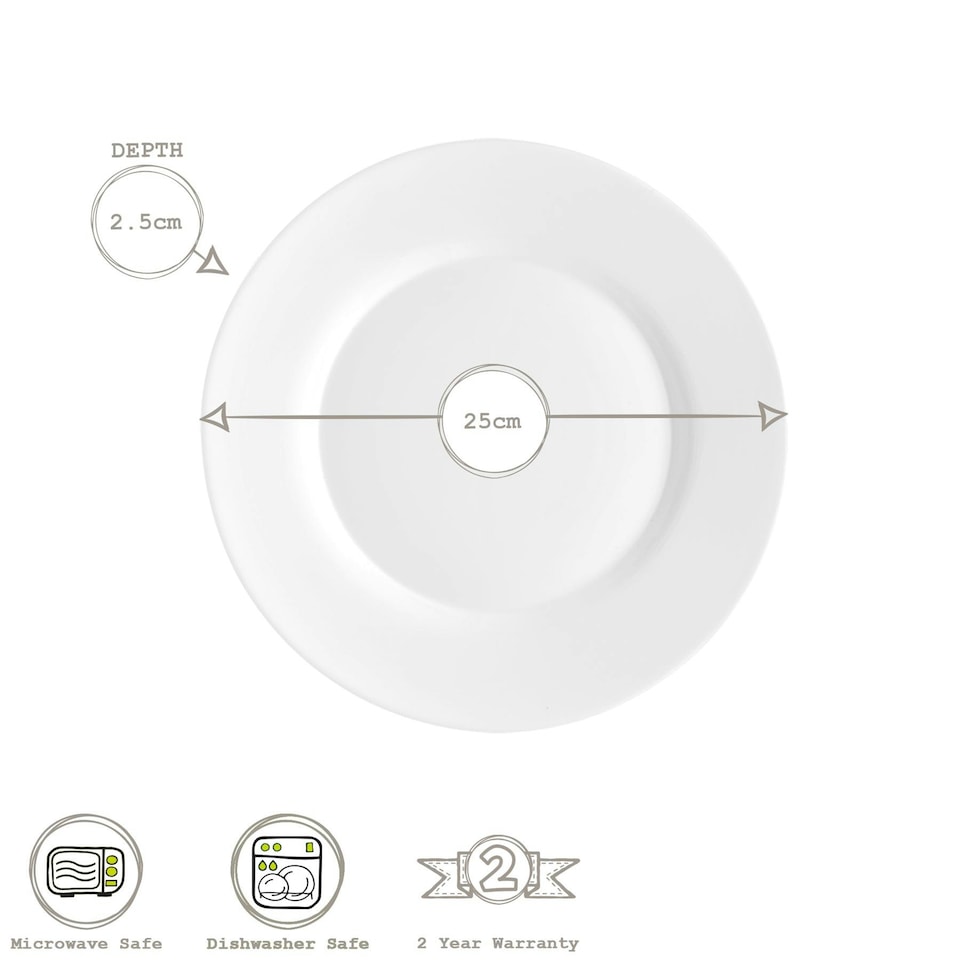 image 1 of Bormioli Rocco Toledo Glass Dinner Plates - 25cm - White - Pack of 6 White
