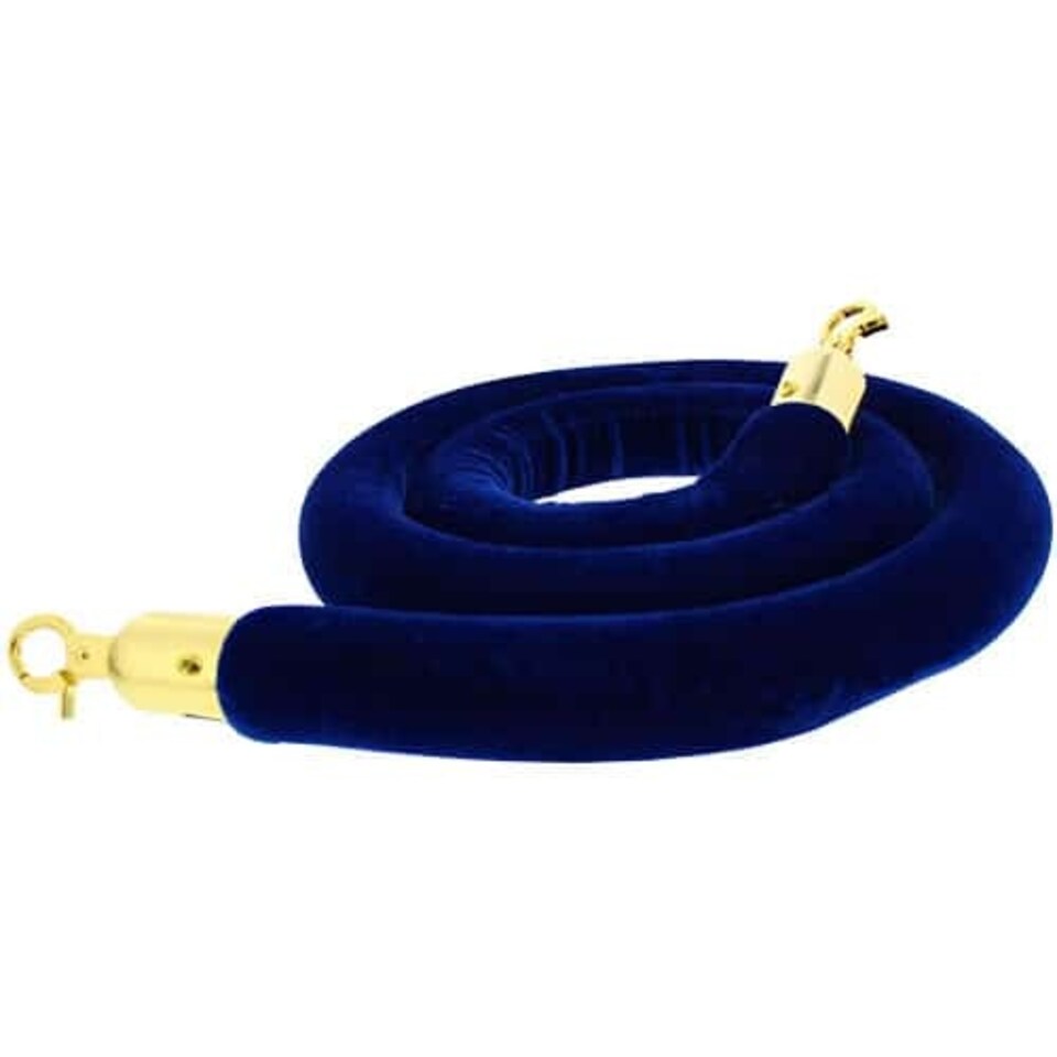 Blue Velvet Rope with Brass Hooks