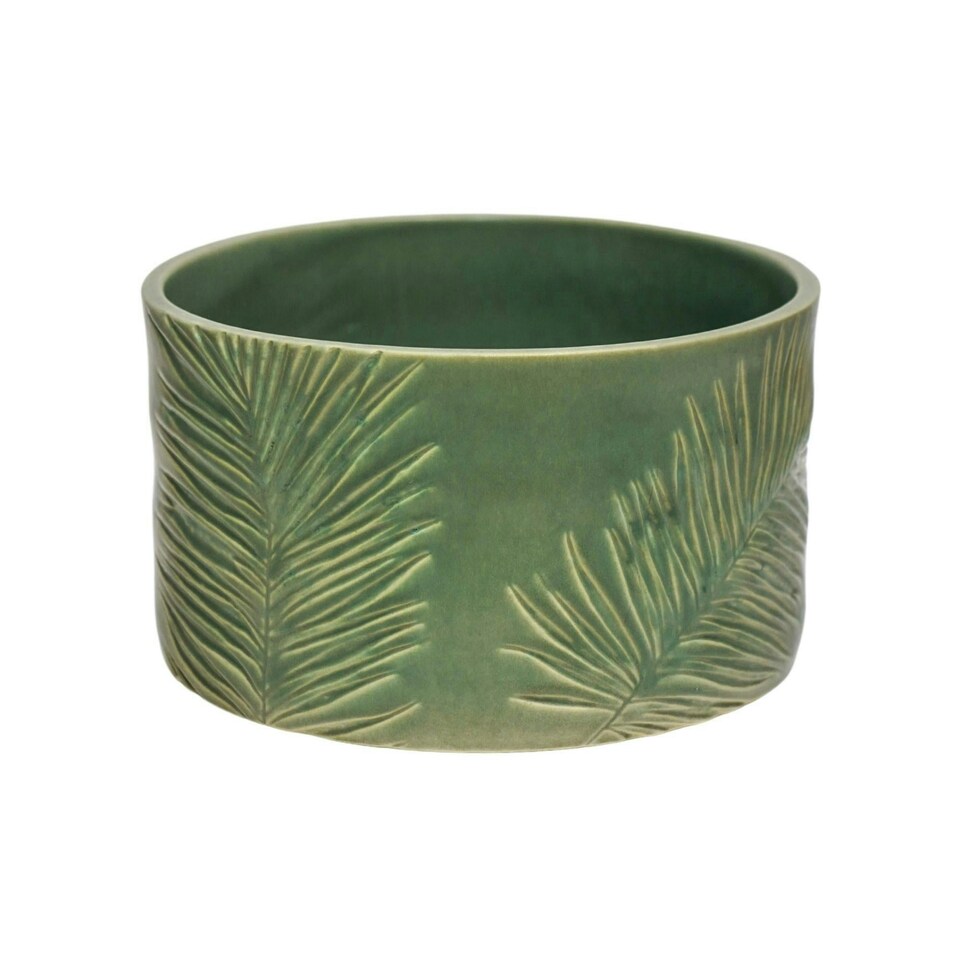 image 1 of Kew Stoneware Sago Palm Bowl White