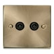 image 2 of SE HOME Antique Brass 2 Gang Twin Coaxial TV Socket Brown | Antique Brass