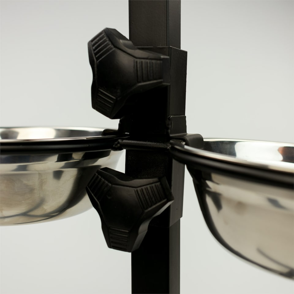 image 1 of KCT Adjustable Large Pet Stand with 2 Bowls Black | Silver