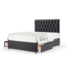 Ortho Classic Orthopaedic Graphite Plush Velvet 2 Drawer Divan Set And Lona Headboard King Size