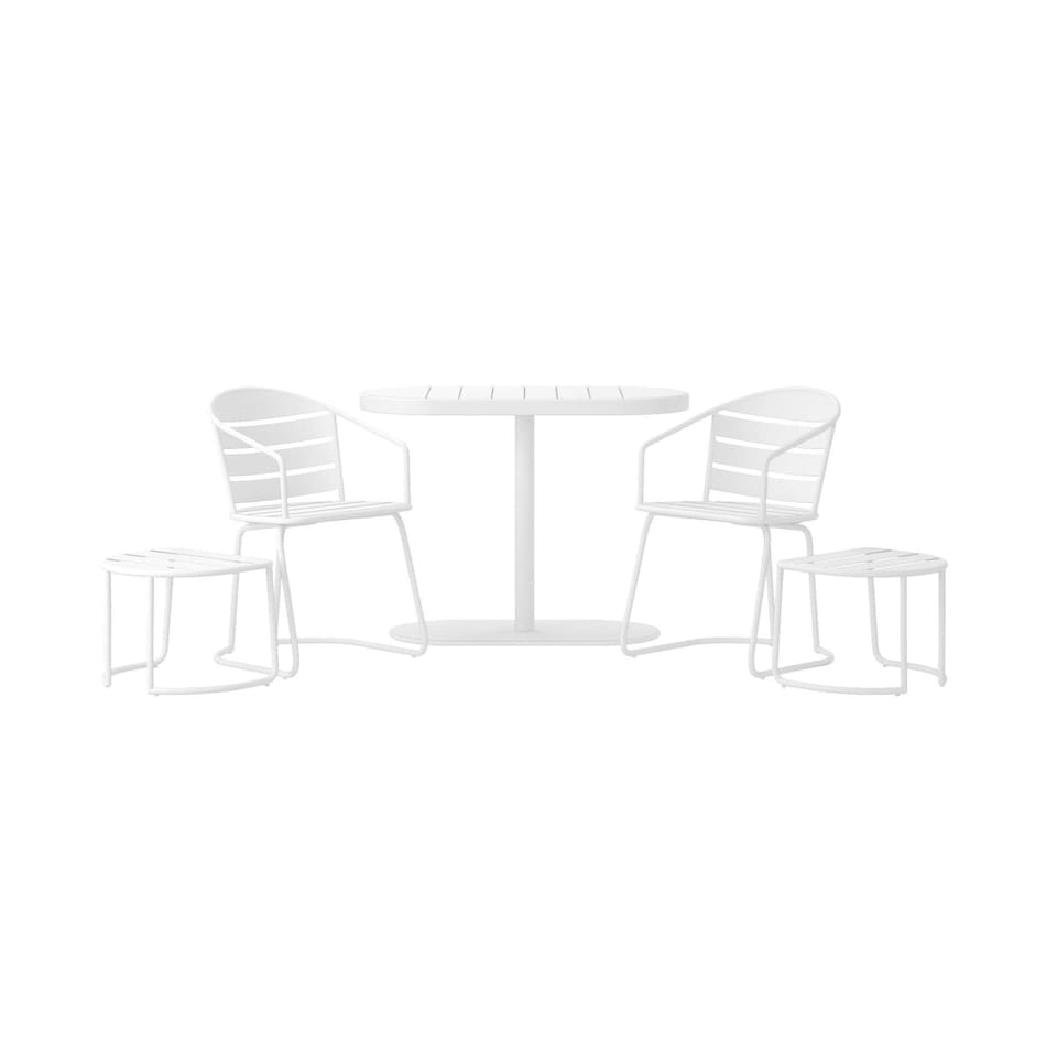 image 1 of Patio Bistro Set with Ottomans Steel White, 5 pieces