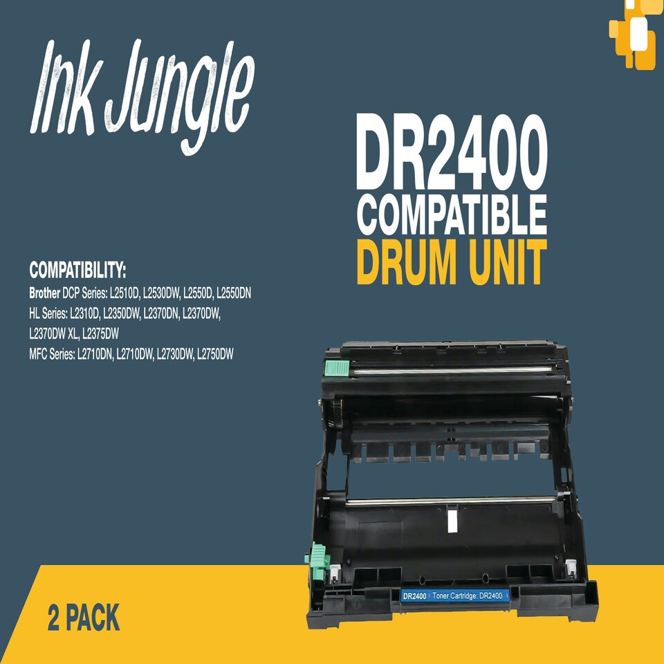 image 1 of 2x Compatitble Brother DR2400 Drum Units N/A
