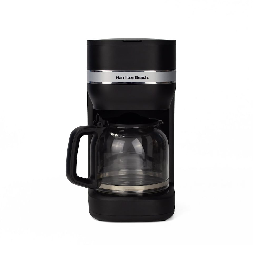 image 1 of Hamilton Beach Filter Coffee Machine, Ella 1.5L, 900W, Coffee Maker for Instant Coffee, Espresso, Macchiato, Makes 12 Cups, Re-usable Filter, Anti-Drip, Water Level Window, Matte Black - HBC9453MB
