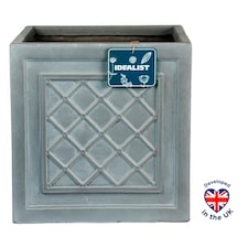 Faux Lead Lattice Box Square Grey Light Stone Garden Planter W45 H45 L45 cm, 72 ltrs Cap.
