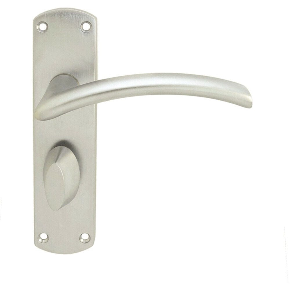 Loops Arched Lever on Bathroom Backplate Door Handle 170 x 42mm Satin Chrome