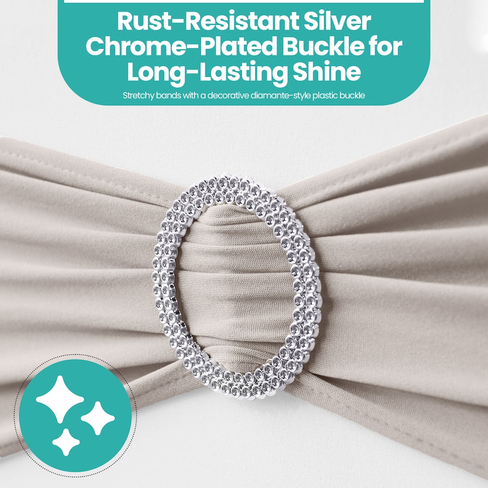 image 1 of 13"x5" Spandex Chair Bands with Slider Buckle, Elastic Chair Sash - 10pcs