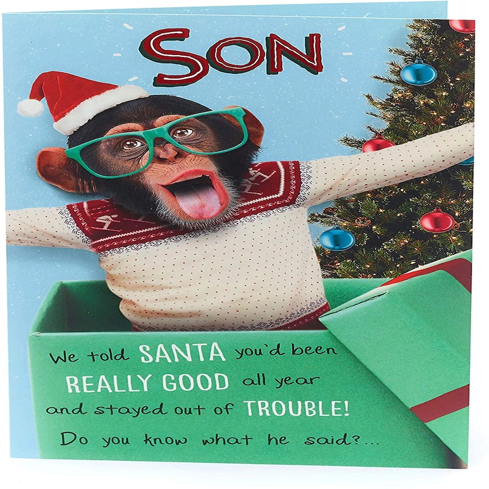 image 1 of For Son Funny Cheeky Champ Design Christmas Card