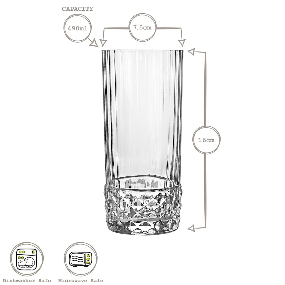 image 1 of Bormioli Rocco America '20s Highball Glasses - 480ml - Clear - Pack of 6 | Clear | Clear