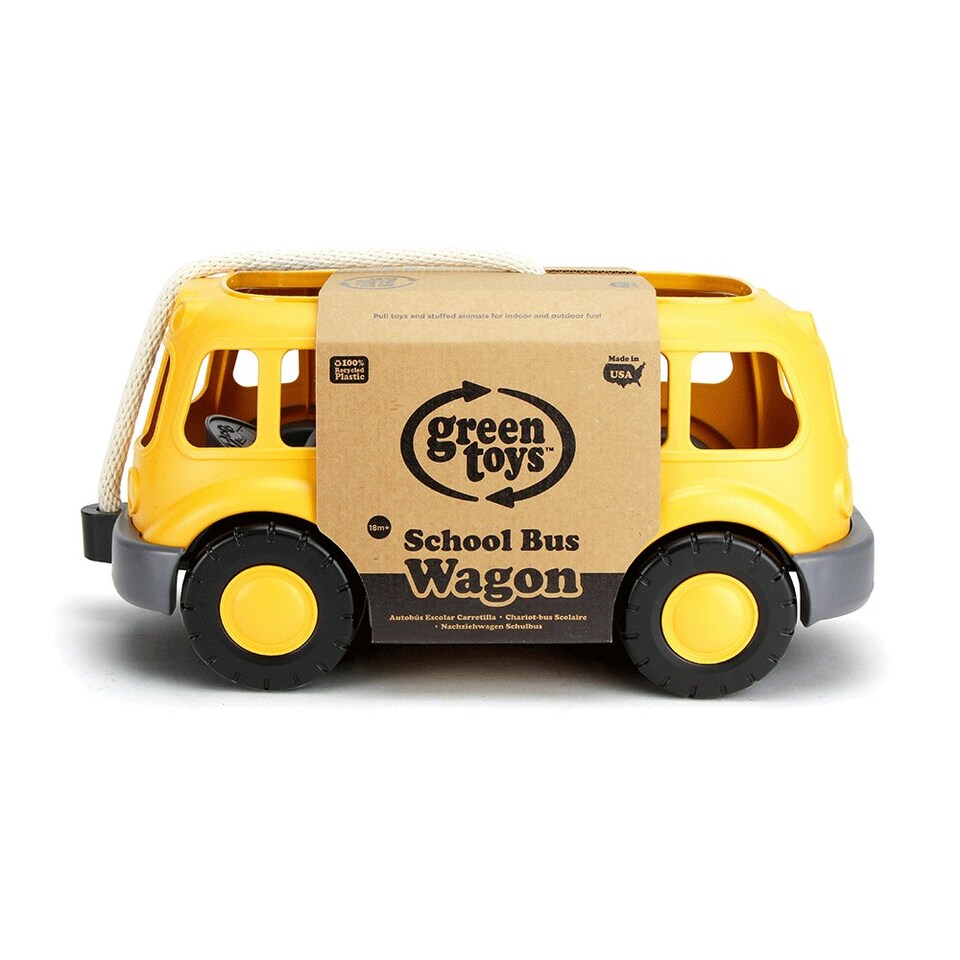 image 1 of Green Toys Pull Along School Bus Wagon