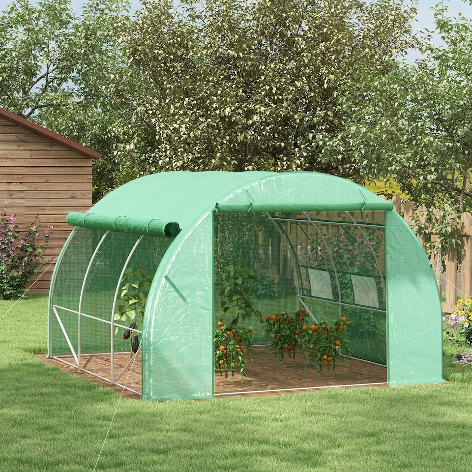 image 1 of Outsunny 3 x 3 x 2 m Polytunnel Greenhouse Pollytunnel Tent Steel Frame Green