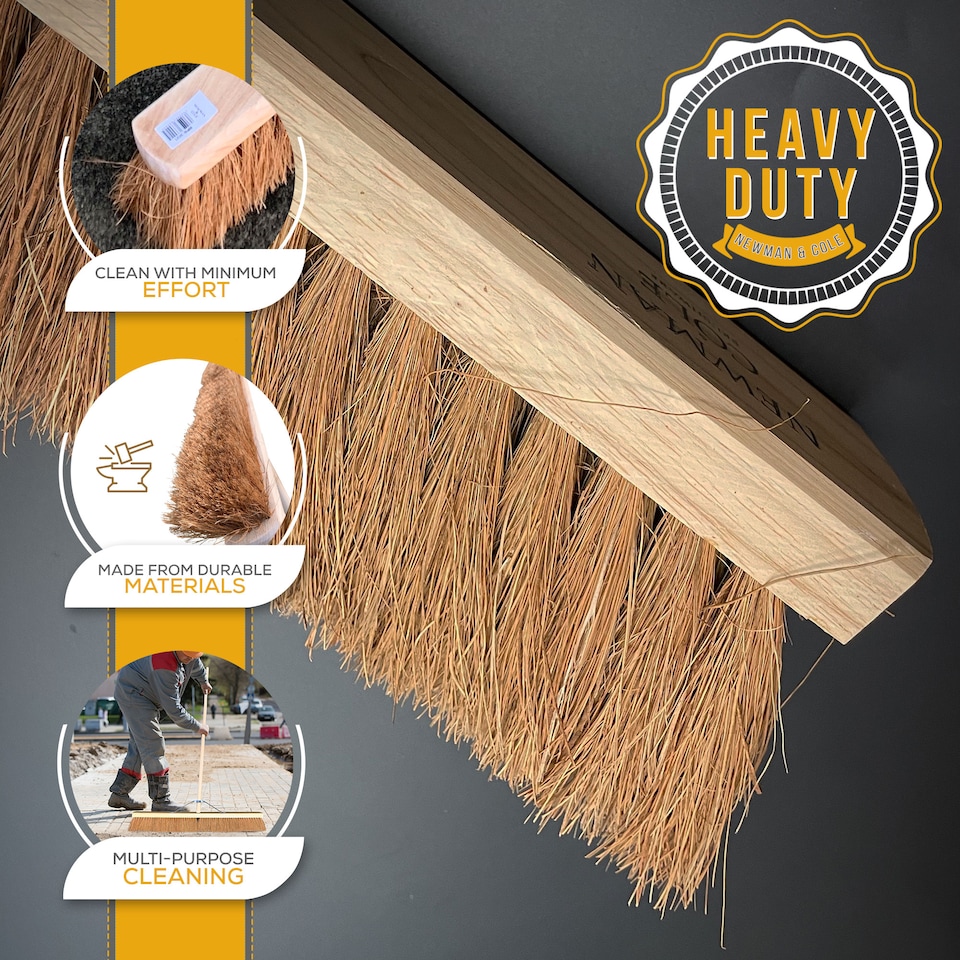 image 1 of 36" Wide Soft Coco Platform Broom 92cm Extra-Large Floor Sweeper with Reinforced Metal Stay