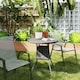 image 2 of Outsunny Outdoor PE Rattan Dining Table w/ Wood-plastic Composite Top, Grey