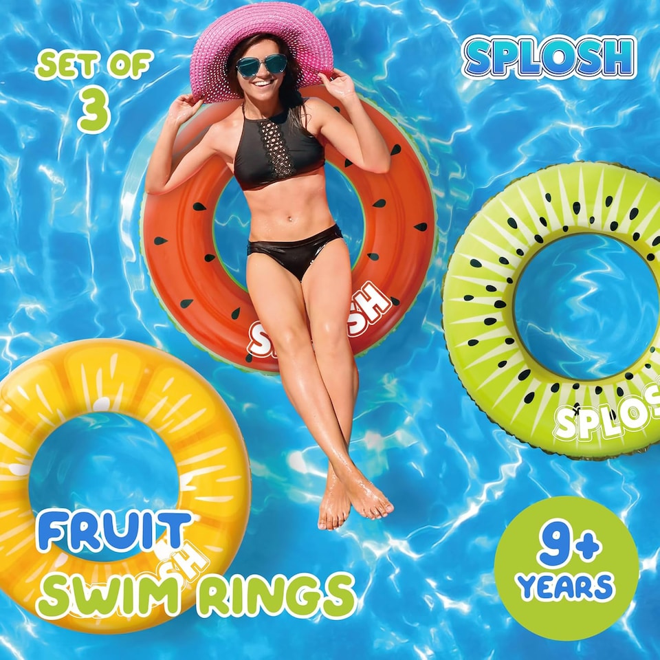 image 1 of Splosh Fruit Swim Rings - Set of 3