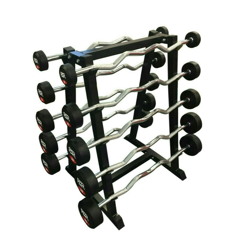 Double Sided Barbell Stand with 10 EZ Round Rubber Barbells Standard