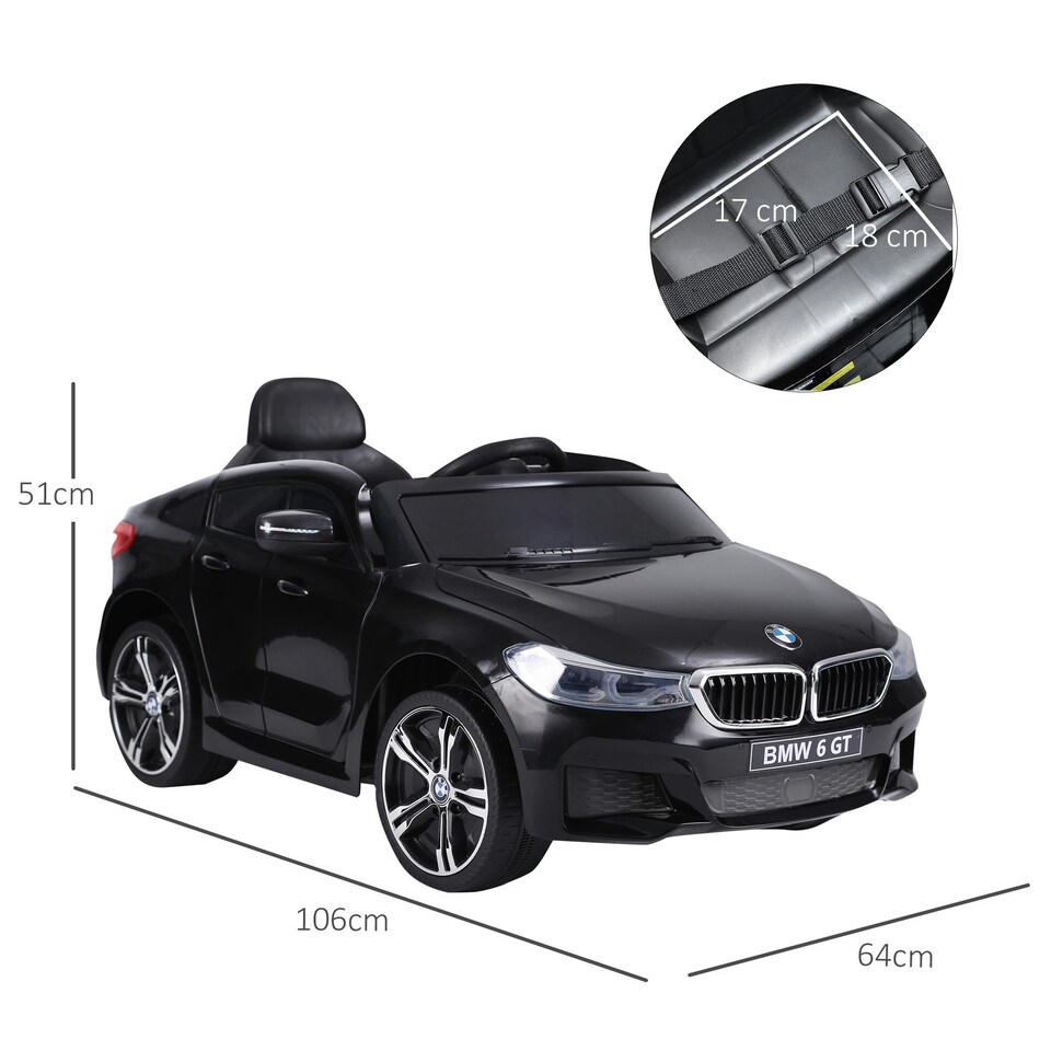 image 1 of HOMCOM Kids Ride On Car Licensed BMW 6GT 6V Electric Battery Powered Vehicle