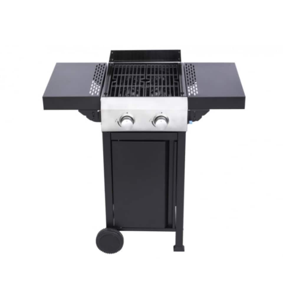image 1 of 2 Burner Gas BBQ Grill or Pizza Oven with Foldable Tables & Thermometer - V01GQ012