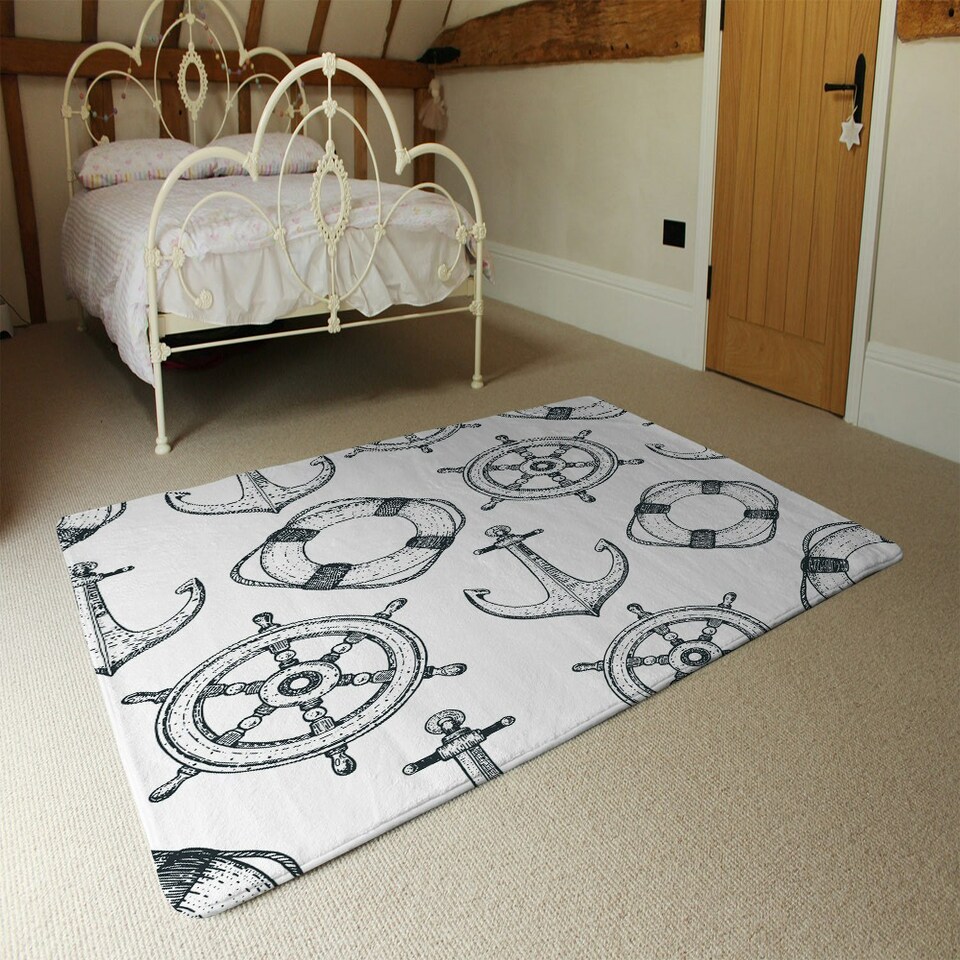 image 1 of Anchor & Wheel (Rug) | Black | S