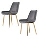 image 1 of Furniturebox 2x Pesaro Grey Velvet Gold Leg Luxury Dining Chairs
