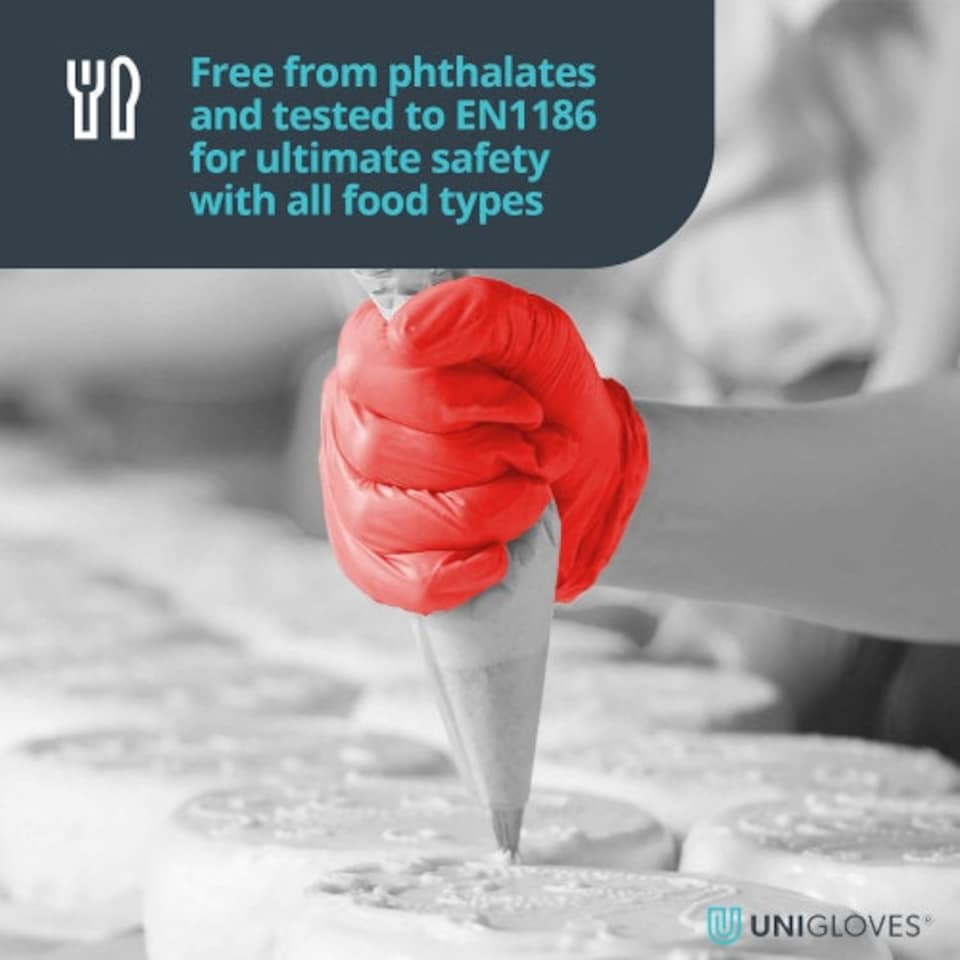 image 1 of Unigloves Red Pearl Box of 100 Nitrile Gloves