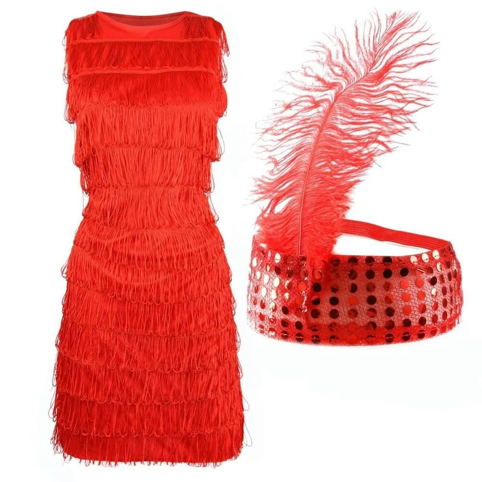 image 1 of Ladies Red Flapper Dress Red | XS
