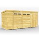 image 1 of 15 x 7 Feet Pent Security Shed - Double Door - Wood - L214 x W454 x H201 cm Brown