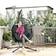 image 7 of Outsunny Hanging Egg Chair w/Stand & Cushions, Dark Grey Grey | Light Grey