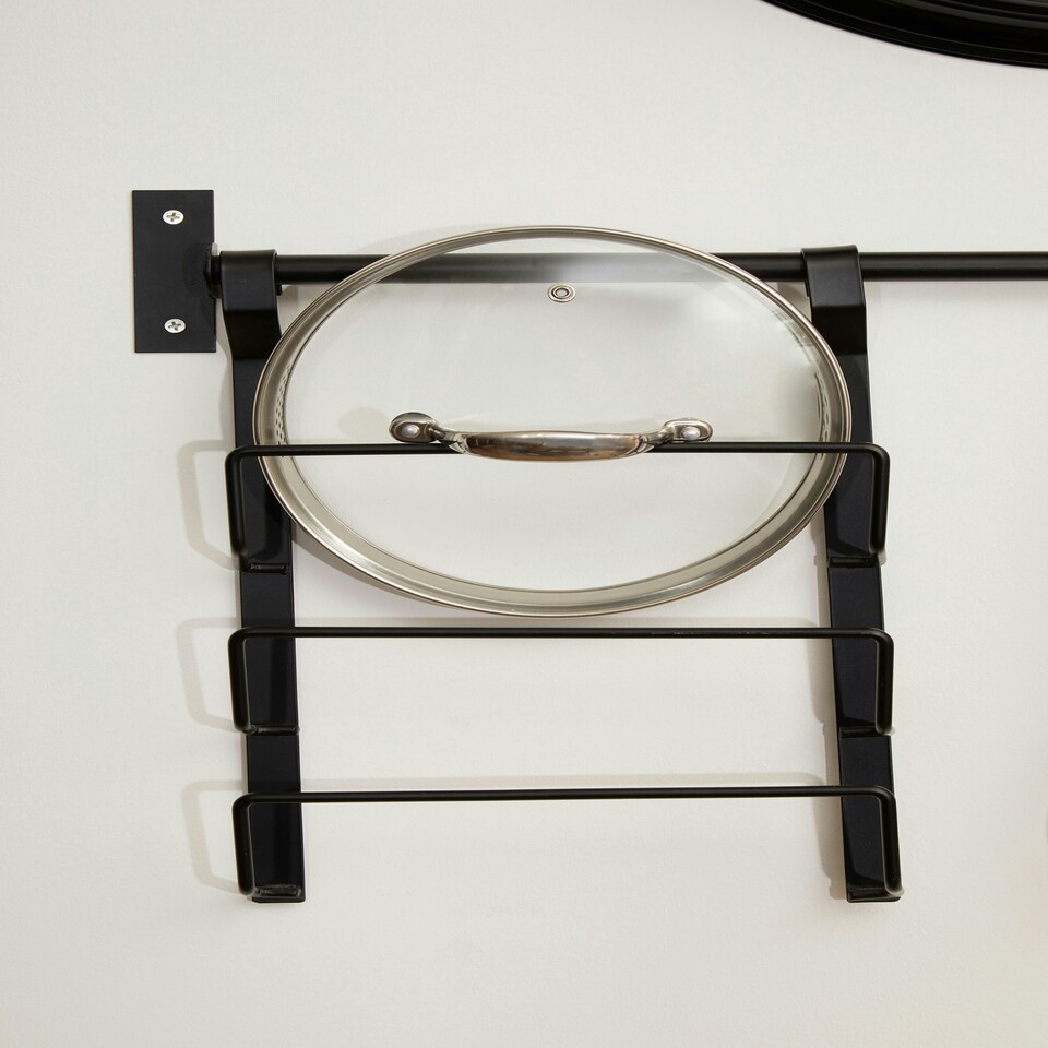 image 1 of Sorello Matt Black Hanging Pan Lid Rack Black