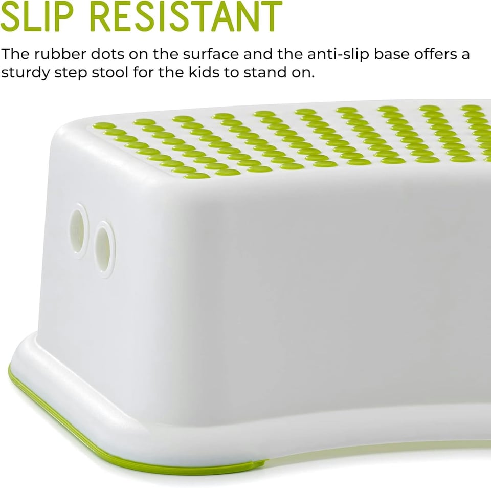 image 1 of Straame Non-Slip Step Stool for Kids, Sturdy Step Stool, 1 Pack | White | Green | 1